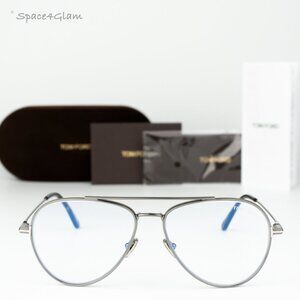 Tom Ford Men Eyeglasses Gunmetal Blue Light Block Round FT5800 008 BRAND NEW